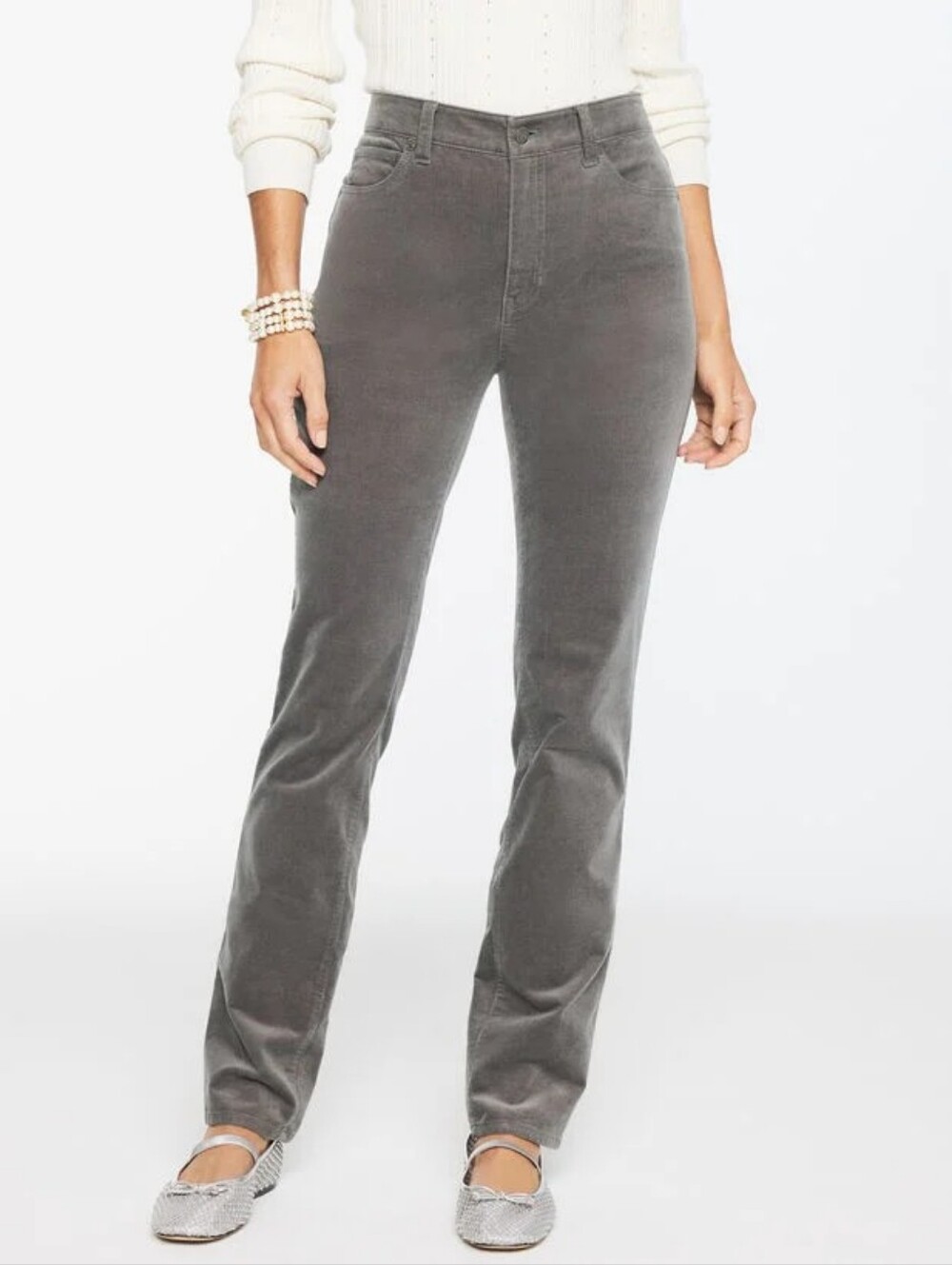 12 Talbots High-Waist Straight Leg Grey Corduroy Pants